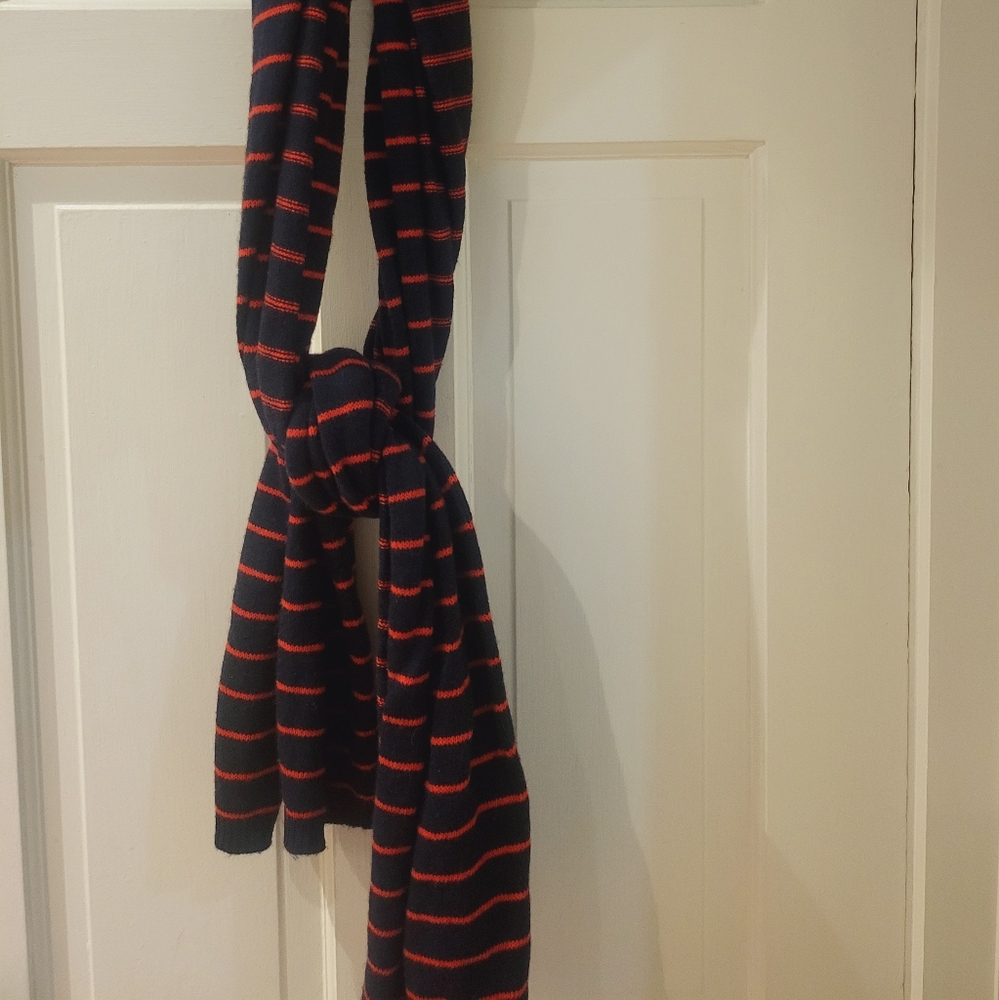 Women's Scarf; EUC; Navy w orange stripes